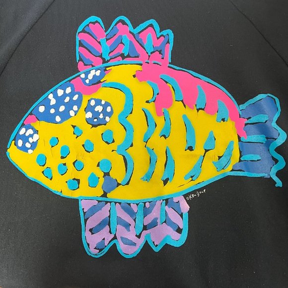 Vintage 90s Ken Done Australia Art Print 'Flying Fish' Sweatshirt - L - Picture 3 of 7